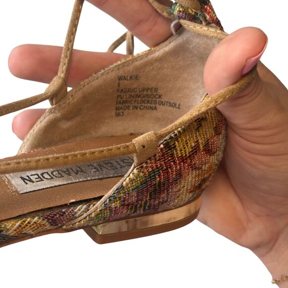 Steve Madden Floral Lace-Up Walkie Flats | Vintage Tapestry Ballet Shoes - Picture 10 of 12
